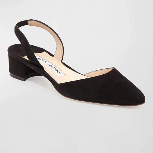 Manolo Blahnik Shoes - Manolo Blahnik Aspro Suede Block-Heel Slingback Pump